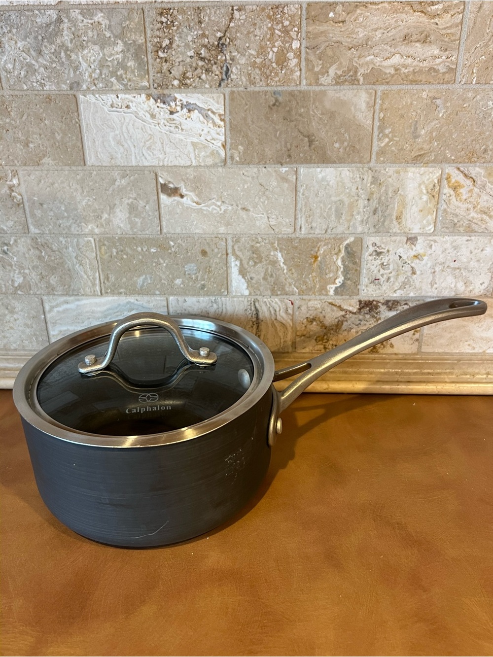 Calphalon Black Metal , Nonstick , 1.5 Quart Saucepan with Clear Lid